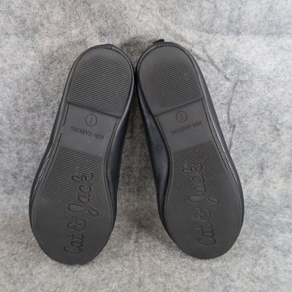 Cat & Jack Shoes Girls 1 Ballet Flats Slip On Bow Black Casual Classic Kids - Picture 13 of 16